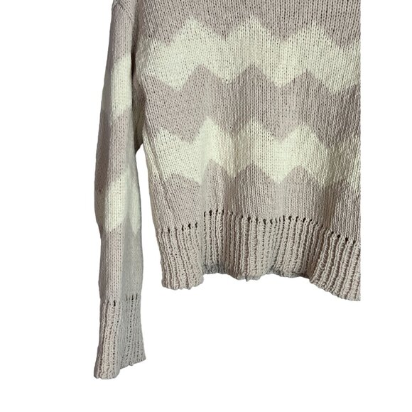 Kendall and Kylie Sweater Womens Medium Knit Top Tan Brown Chevron Winter Fall - Picture 3 of 16